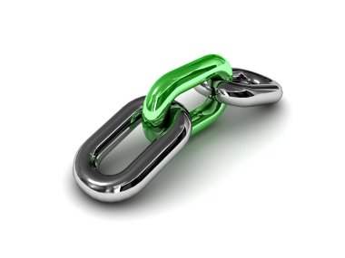 Beyaz arka plan üzerinde izole 3d tek zincir bağlantı