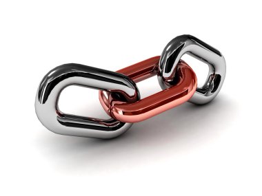 Beyaz arka plan üzerinde izole zinciri bağlantı. Konsept illüstrasyon.