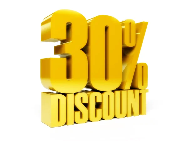 30 percent discount. Gold shiny text. Concept 3D illustration. — Stock Photo, Image