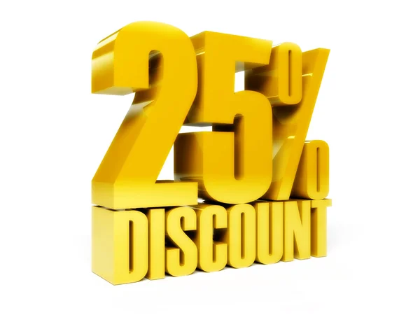 25 percent discount. Gold shiny text. Concept 3D illustration. — Stock Photo, Image