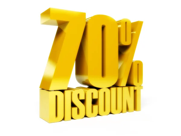 70 percent discount. Gold shiny text. Concept 3D illustration. — Stock Photo, Image