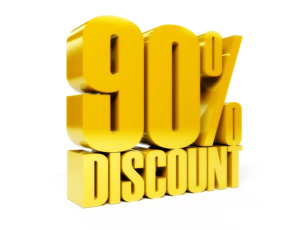 90 percent discount. Gold shiny text. Concept 3D illustration. — Stock Photo, Image