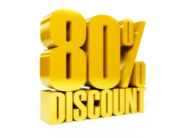 80 percent discount. Gold shiny text. Concept 3D illustration. — Stock Photo, Image