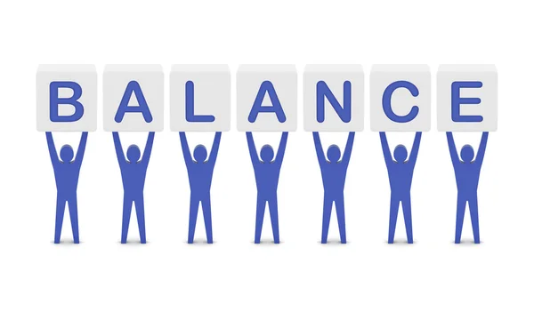 Men holding the word balance . Concept 3D illustration. — Stock Photo, Image