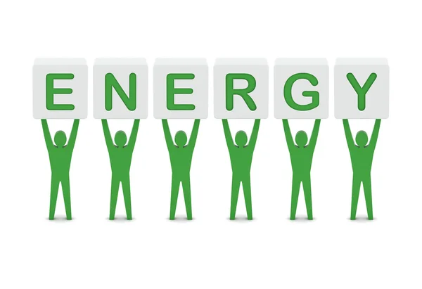 Män innehar ordet energi. begreppet 3d illustration. — Stockfoto