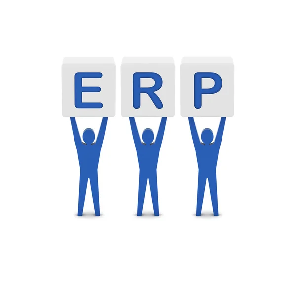 Uomini con la parola ERP. Pianificazione delle risorse aziendali. Concetto Illustrazione 3D . — Foto Stock