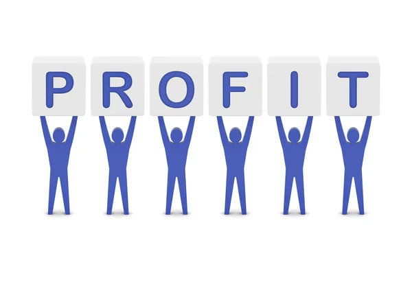 Men holding the word profit. Concept 3D illustration. — Stock Photo, Image