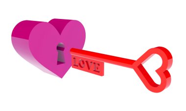 kalbi sevgi ile açılır. Konsept illüstrasyon.