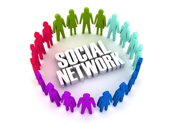 Rede Social. Conexões de pessoas diferentes. Conceito ilustração 3D — Fotografia de Stock