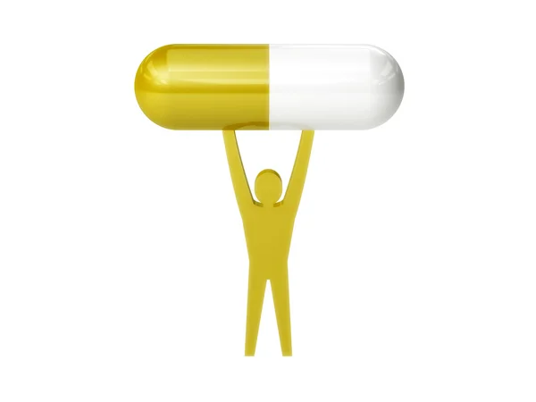 Man holding medical pill. Concept 3D illustration. — Stock Photo, Image