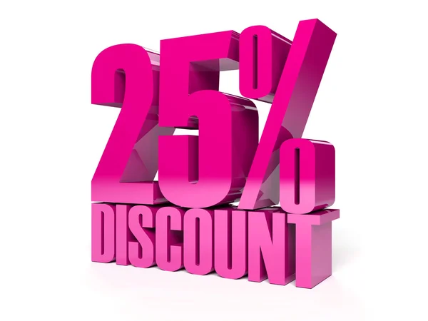 25 percent discount. Pink shiny text. Concept 3D illustration. — Stock Photo, Image