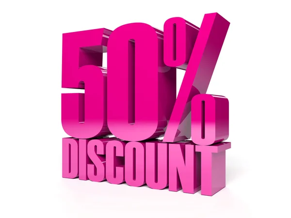 50 percent discount. Pink shiny text. Concept 3D illustration. — Stock Photo, Image