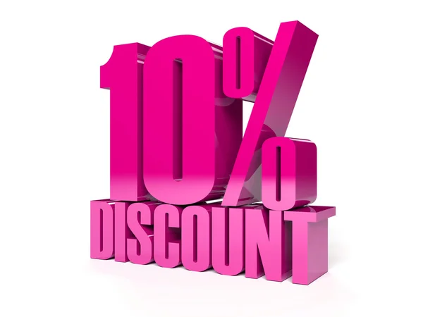 10 percent discount. Pink shiny text. Concept 3D illustration. — Stock Photo, Image