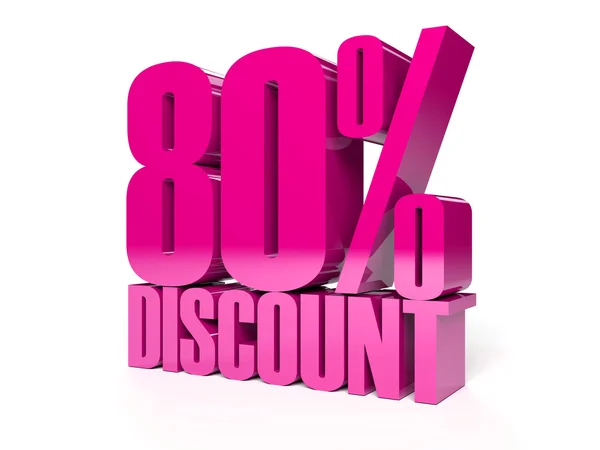 80 percent discount. Pink shiny text. Concept 3D illustration. — Stock Photo, Image