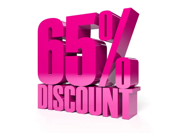 65 percent discount. Pink shiny text. Concept 3D illustration. — Stock Photo, Image