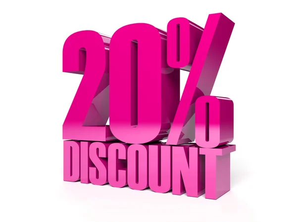 20 percent discount. Pink shiny text. Concept 3D illustration. — Stock Photo, Image