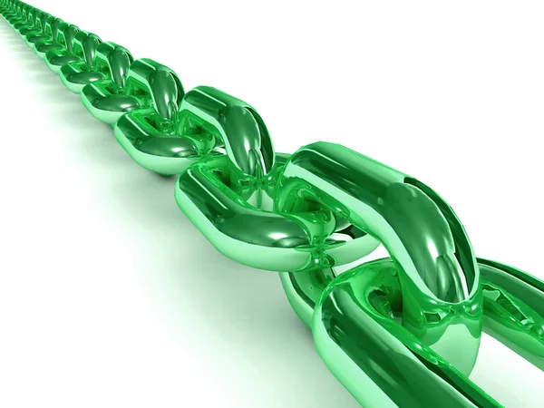 Green chain over white background. 3D Concept illustration. — Stock Photo, Image