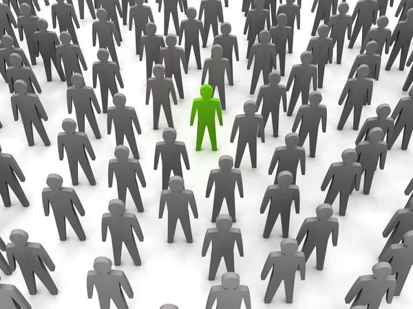 Unique person in crowd. Concept 3D illustration — Stock Photo, Image