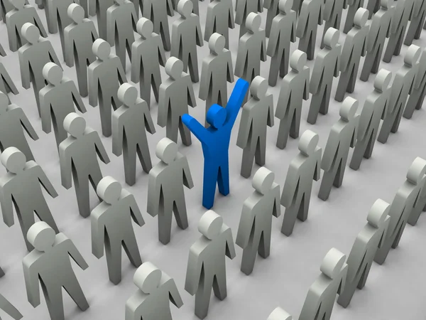 Unique person in crowd. Concept 3D illustration — Stock Photo, Image