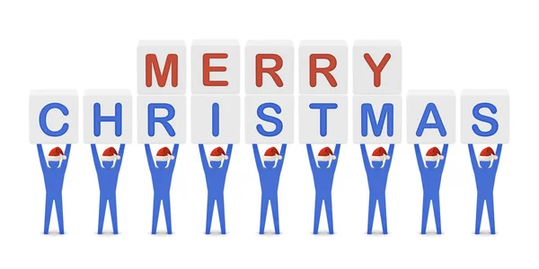 Men holding the words Merry Christmas. Concept 3D illustration. — Stock Photo, Image