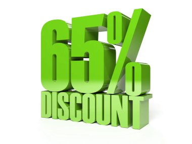 yüzde 65'i indirim. yeşil parlak metin. Konsept illüstrasyon.