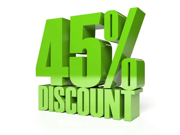 45 percent discount. Green shiny text. Concept 3D illustration. — Stock Photo, Image