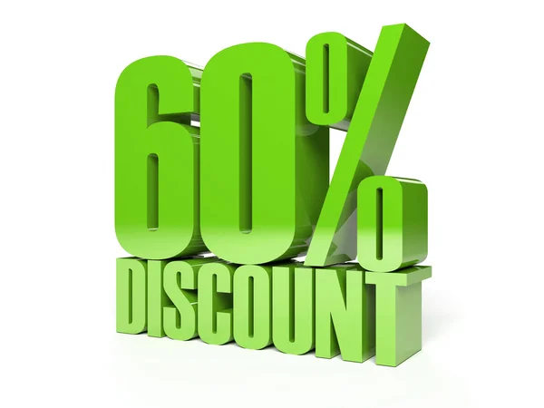 60 percent discount. Green shiny text. Concept 3D illustration. — Stock Photo, Image