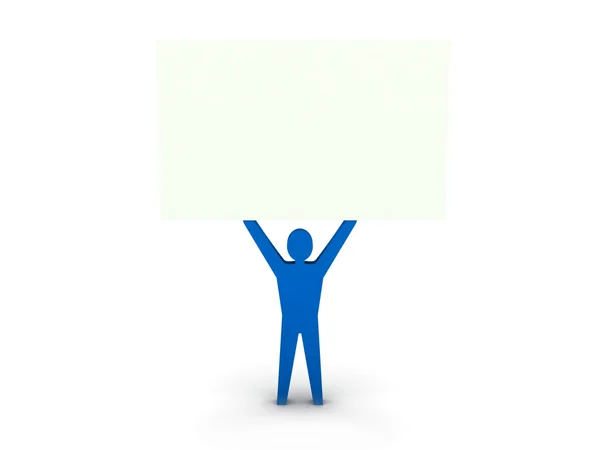 Man holding a white board. Concept 3D illustration. — Stock Photo, Image