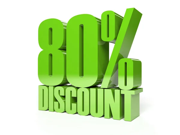 80 percent discount. Green shiny text. Concept 3D illustration. — Stock Photo, Image