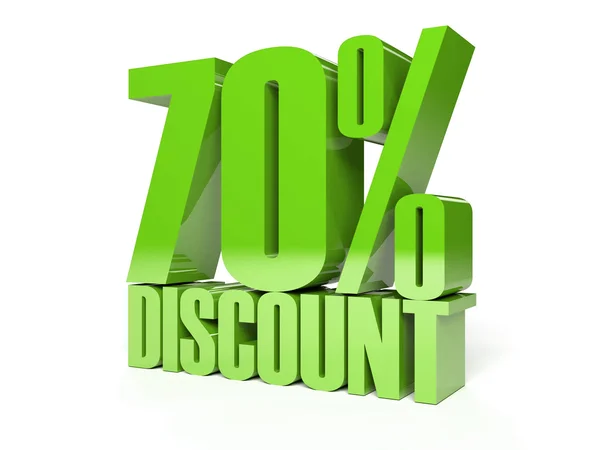 70 percent discount. Green shiny text. Concept 3D illustration. — Stock Photo, Image