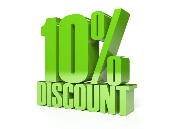 10 percent discount. Green shiny text. Concept 3D illustration. — Stock Photo, Image