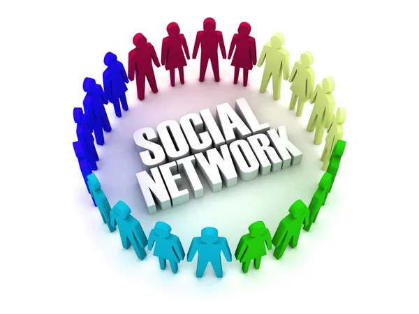 Rede Social. Conexões de pessoas diferentes. Conceito ilustração 3D — Fotografia de Stock