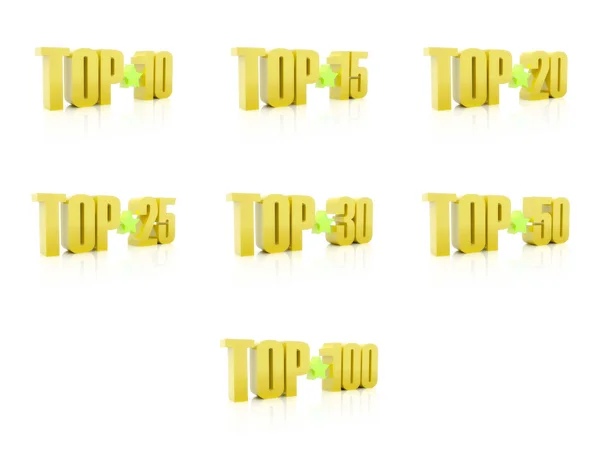 Set of Tops. Golden on white background. 3D illustration. — Stock Photo, Image