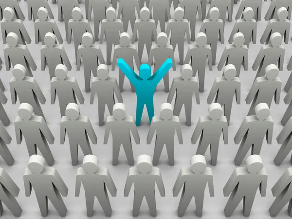 Unique person in crowd. Concept 3D illustration — Stock Photo, Image