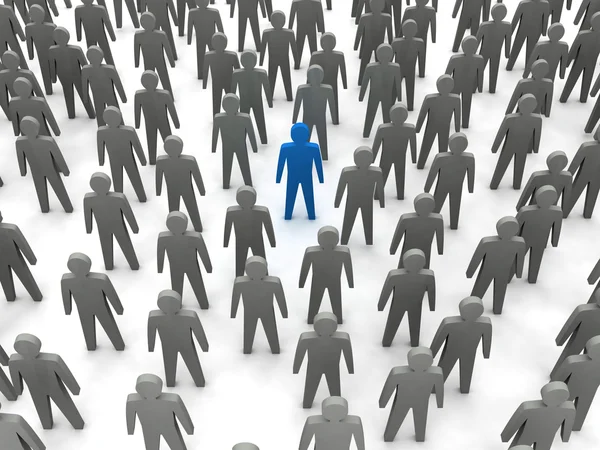 Unique person in crowd. Concept 3D illustration — Stock Photo, Image