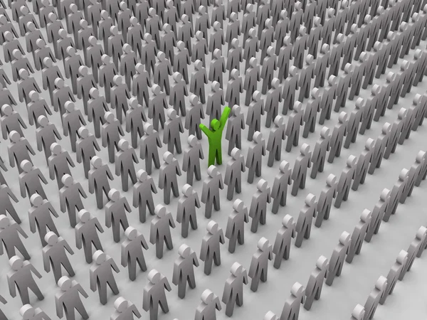 Einzigartige Person in der Menge. Konzept 3D Illustration — Stockfoto