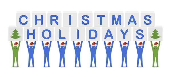 Men holding the words Christmas Holidays. Concept 3D illustration. — Stock Photo, Image