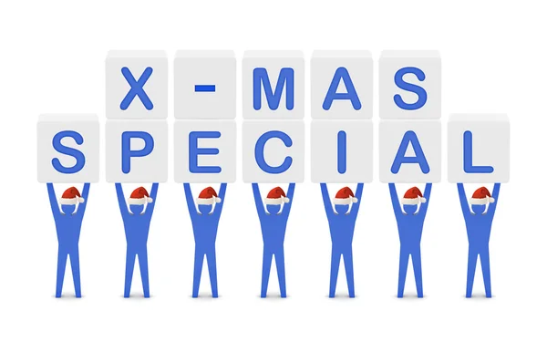 Homens com as palavras "X-mas Special". Conceito ilustração 3D . — Fotografia de Stock