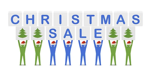 Men holding the words Christmas Sale. Concept 3D illustration. — Stock Photo, Image