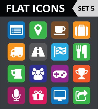 Evrensel renkli düz simgeler. 5 set.