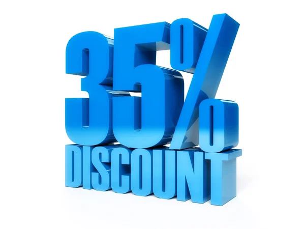 Sconto del 35%. Testo blu lucido. Concetto Illustrazione 3D . — Foto Stock