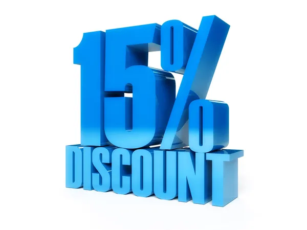 15 percent discount. Blue shiny text. Concept 3D illustration. — Stock Photo, Image