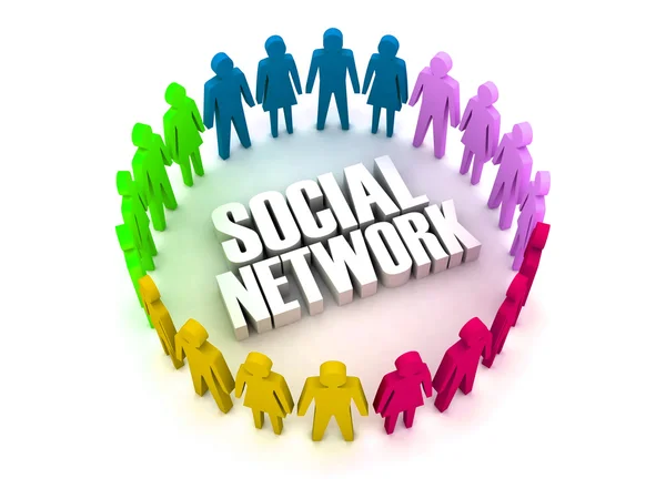 Social Network. Persone diverse connessioni. Concetto illust 3D — Foto Stock