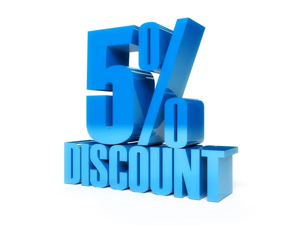 Sconto del 5%. Testo blu lucido. Concetto Illustrazione 3D . — Foto Stock