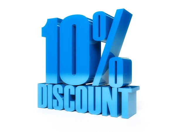 10 percent discount. Blue shiny text. Concept 3D illustration. — Stock Photo, Image