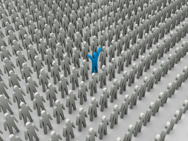 Unique person in crowd. Concept 3D illustration — Stock Photo, Image