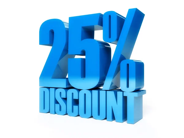 25 percent discount. Blue shiny text. Concept 3D illustration. — Stock Photo, Image