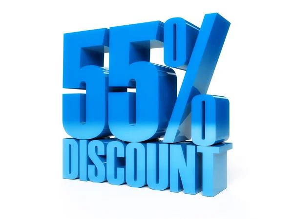 55 percent discount. Blue shiny text. Concept 3D illustration. — Stock Photo, Image