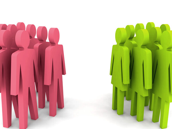 Группами мужчин и женщин. Концепция 3D иллюстрации
.