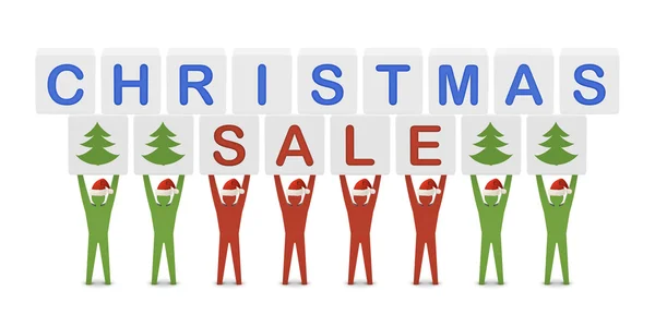 Men holding the words Christmas Sale. Concept 3D illustration. — Stock Photo, Image